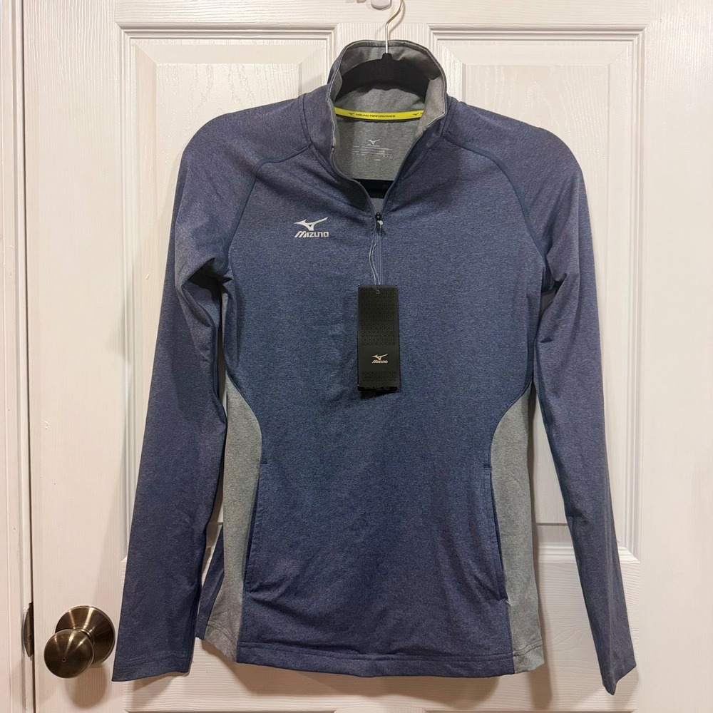 Mizuno Performance Womens XXS Quarter Zip Pullover Heather Navy Grey 440573 - Picture 7 of 14
